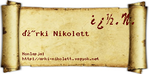 Árki Nikolett névjegykártya