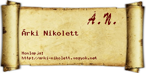 Árki Nikolett névjegykártya