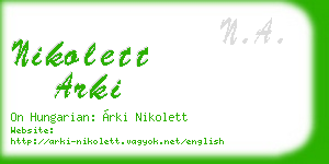 nikolett arki business card