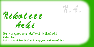 nikolett arki business card